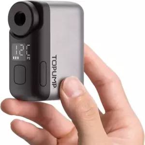 게이지가 있는 TOPUMP 소형 펌프 미니 자전거 타이어 120PSI 휴대용 전기 에어 자동 정지 프레스타 및 슈레이더 밸브가 타입-C 충전식 배터리