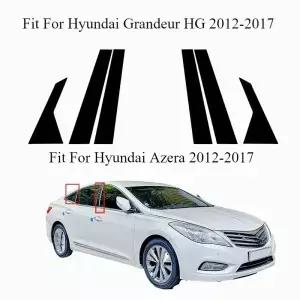 현대 아제라/그랜저 HG 2012-2017 6Pcs 블랙 윈도우 도어 컬럼 B C 필러 포스트 커버 트림 스티커 부품