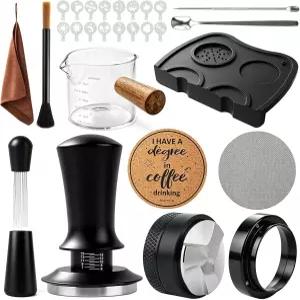 에스프레소 액세서리 키트 머신용 스프링 로드 보정된 51mm 커피 탬퍼 WDT 도구 세트 유통업체 탬핑