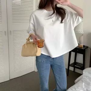 루즈핏 가오리 5부 반팔 티셔츠 여리핏 코튼 티 Au229