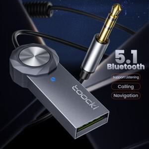 Toocki 무선 블루투스 5.1 리시버 어댑터  3.5mm 잭 오디오 음악 동글  USB 차량용 송신기  Aux 자동차 스