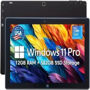 Fusion5 미국산 10.1 윈도우 11 프로페셔널 태블릿 PC FWIN232 PRO N5 12GB RAM SSD 인텔 13세대 풀 HD USB