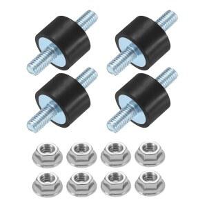 uxcell 4Pcs M5 x 10mm 고무 마운트, 10 x 15mm 원통형 방진 차단 스터드 충격 흡수기 이중 스터드(자동차 보빈 발전기 공기 압축기용 너트 포함)