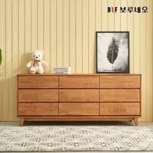 앳홈 다빈치 러버우드 원목 3단 1800 와이드 서랍장 (서랍9개)