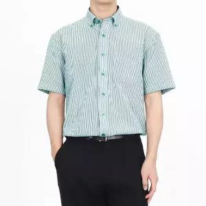 [하프클럽/빌리버스]빌리버스 남자 일반핏 스트라이프 지지미 셔츠 반팔 여름 정장 남방 BSV127