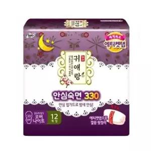 대형 귀애랑 안심숙 면 330 오버나이트 생리대 12입x4개