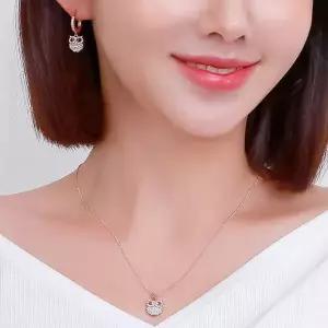 [하프클럽/셀럽하우스]14K 부엉이 큐빅 금 목걸이 금침 귀걸이 주얼리 세트
