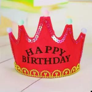 LED 왕관 램프 생일축하 머리띠(레드)