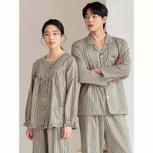 [하프클럽/메이플라워]카키ST 긴팔 순면 커플 빅사이즈 잠옷 세트 (택1)