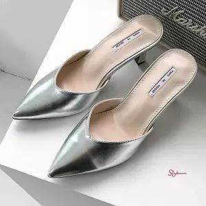 여성 뮬 코디 7cm 여름 구두 뾰족굽 데일리 하이힐 뮬하이힐hij467
