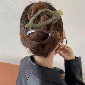 여자 예쁜 올림머리 반묶음 반투명 헤어 집게핀 빅사이즈집게핀 머리핀 빅리본핀