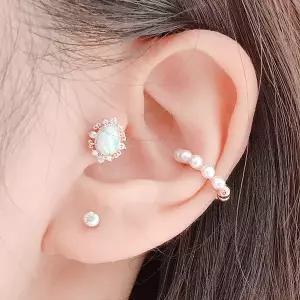 [하프클럽/셀럽하우스](낱개판매) 진주팝 바이브 이어커프/페이크 피어싱