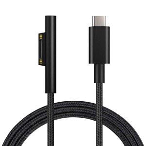 시시 서피스에 USB-C 충전 케이블 나일론 브레이드 6피트 | MICROSOFT SURFACE PRO 12 / 11 10 7 6 5 4 3 노트북 GO BOOK용 코드 45W 이상 PD 충전기 필요 충전만 가능