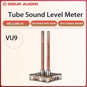 Douk Audio VU9 빈티지 듀얼 픽시 튜브, 음악 스펙트럼 마이크 픽업 사운드 레벨 계량기, 오디오 분석기 레