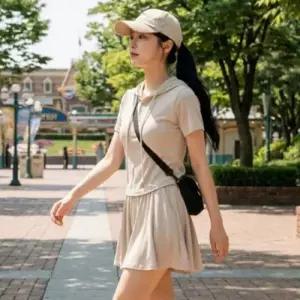 [텐바이텐][홍은]반바지 크롭후드티 반팔 트레이닝 세트 셋업 치마바지
