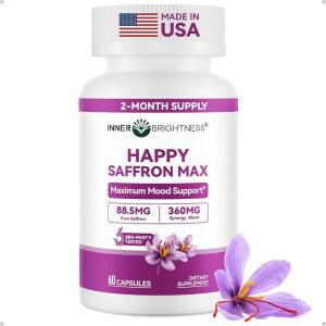 사프란 보충제 88 5MG 플러스 마그네슘 아쉬와간다 테아닌 U2013 해피 맥스 부스트 에너지 기분 심장 60가지 채소 캡슐 GMO 미국산 2개월 공급