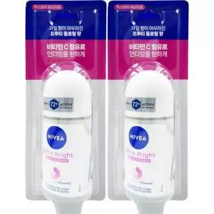 니베아 데오 드란트 롤온 엑스트라 브라이트50ml x2개 데오드란트 겨드랑이 체취