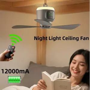 실링펜 조명 실링팬 리모컨 미니 소형 천장 선풍기 USB 무선 냉각 팬 12000mAh 휴대용 LED 야간 캠핑 포함