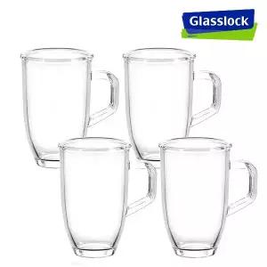글라스락 다용도 손잡이 머그컵 510ml 4p세트 유리컵커피잔맥주컵