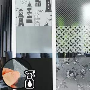 유리 시트지 무점착 불투명 암막 창문 시트지 망입 필름 스티커 플라워 코끼리 꾸미기 화장실 발코니