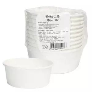아이존 종이그릇 380cc X 10개입공기 밥공기 일회용 캠핑용 여행용 다회용식기 행사용 야외용 용식기