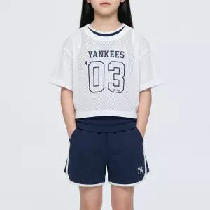 MLB 키즈 스포티브 바시티 메쉬 티셔츠세트(여아) 뉴욕양키스 NAVY 7FS1V0563 50NYS