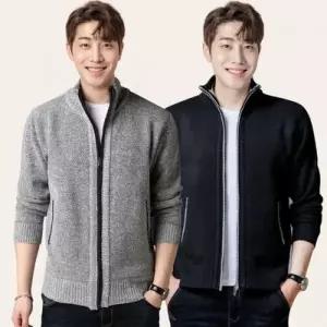 [텐바이텐]니트 풀 남성 기모 가디건 지퍼 집업 자켓 하프넥