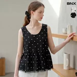 [BNX] 도트 레이스 블라우스 스크런치 세트