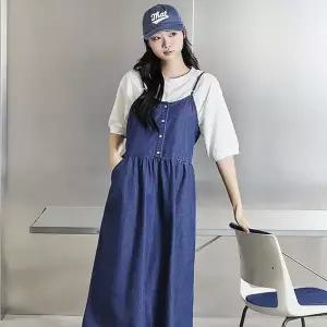 뱅뱅 세이브존06 뷔스티에 데님 롱 원피스 NOMD49