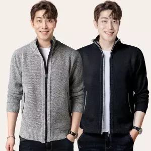 [하프클럽/셀럽하우스]남성 지퍼 가디건 하프넥 기모 풀 집업 니트 자켓