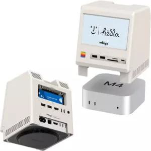 WOKYIS M5 레트로 디자인 도킹 스테이션 맥 미니 M4와 호환 5인치 HD 디스플레이 0Gbps M2 NVMe SSD