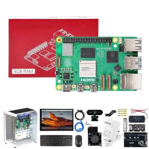 키보드와 마우스가 포함된 YAHBOOM PI 4GB RAM PCIE 얼티밋 확장 어댑터 PI5 270 키트 보드 스타터 키트 PI5 4GB USB 1V 카메라