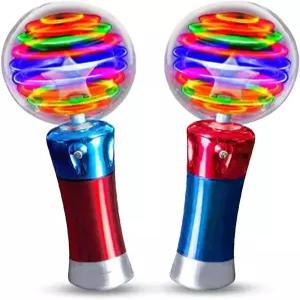 아트크리에이티비티 7.5인치 용 매직볼 장난감 완드 2개 세트 소년 깜빡이는 LED 스릴 넘치는 스피닝