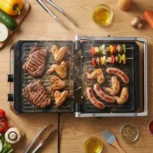 대형 표면 파니니 프레스(탈착식 플레이트 포함) 1200W 전기 스테이크 그릴 및 샌드위치 토스터 정밀 온도