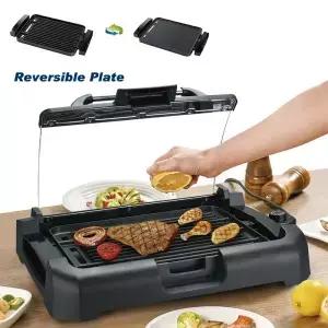 1800W 양면 전기 그릴 2in1 무연 바베큐 및 철판 이중 붙지 않는 플레이트가 있는 휴대용 실내/실외