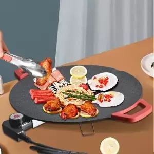 다기능 원형 바베큐 스토브 가정용 전기 냄비 무연 논스틱 그릴 EU 영국 미국 플레이트 110V 220V 1350W