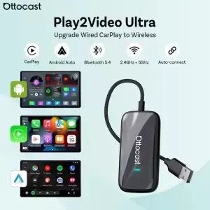 오토캐스트 플레이2비디오 울트라 무선 카플레이 AI 박스 차량용 스트리밍 유튜브 넷플릭스 IPTV 플러그 앤