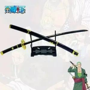 9.5인치(24cm) 원피스 로로노아 조로 산다이 키테츠 금흑색 금속 검 일본 사무라이 카타나 코스프레 소품