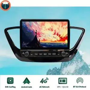 현대 솔라리스 베르나 2017 2019 GPS Navi DVD 카세트 4G Lte 헤드 유닛 용 8 코어 8G + 128G Carplay 자동