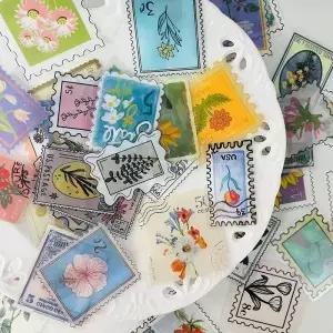 50pcs 우표 꽃 지우기 스티커 수하물 노트북 스크랩북 일기 봉투 장식 스케이트 보드 기타 헬멧 diy