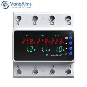 PV 과전압/저전압 보호 릴레이 3상 380V 63A 100A 조정 가능 DIN 레일 장착 누락된 제로 브레이크