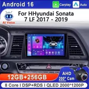 현대 쏘나타 7 LF 20172019 스테레오 헤드 유닛 GPS 네비게이션 고성능 CPU BT용 안드로이드 16 2K 인셀