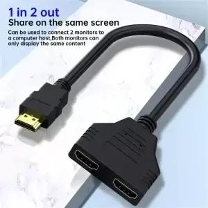 1in2 Out HDMI 1080P 분배기 케이블 HDTV 노트북 TV 박스 모니터 프로젝터 신호 전송을 위한 듀얼 포트
