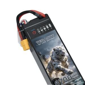 전원 디스플레이 기능이 있는 TERANTY 3S LiPo 11.1V/11.4V 6300/6700mAh 100/130C 하드쉘 배터리 T-X60 플