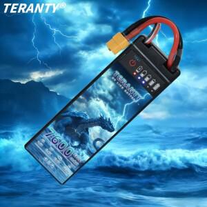 전원 디스플레이 기능이 있는 TERANTY 3S LiPo 11.1V/11.4V 7200/7600mAh 100/130C 하드쉘 배터리 T-X60 플