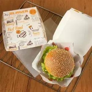 50/100개 두꺼운 기름 방지 버거 포장 상자 일회용 식품 등급 패스트푸드 테이크아웃