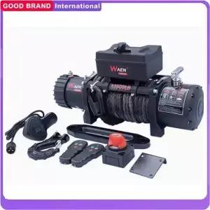 12V/24V 전기 윈치 13500LBS 오프로드 차량용 합성 트레일러 로프 견인 스트랩 무선/와이어 제어 24M 포함