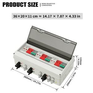 HT 3입력 600V 태양광 PV 결합기 박스 DC 낙뢰 보호 기능 포함 15/20/25/30/32A 퓨즈 MCB SPD 방수 IP65