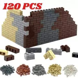 MOC 두꺼운 여러 크기의 플라스틱 벽돌 벽 블록 체크 무늬 타일 혼합 DIY 건축 브랜드와 호환 가능 120 개