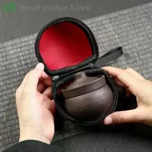 미니어처 캠핑 티 세트 여행용 케이스가 포함된 깨지지 않는 세라믹 솔로 컵 초경량 휴대용 브루잉 키트
